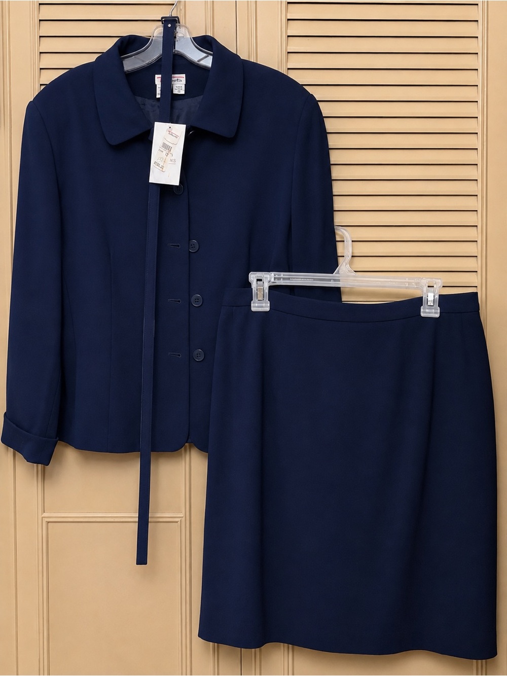 NWT Talbots Navy 100% Wool Skirt Suit Blazer Set Size 12 Made USA